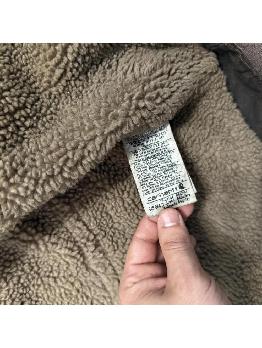 Carhart Coat C95 Dk Brown Duck Sherpa Lined Hooded Sandstone RIPCO Jacket Men XL - Picture 7 of 12